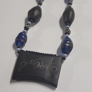 Wooden and Glass Beaded Necklace